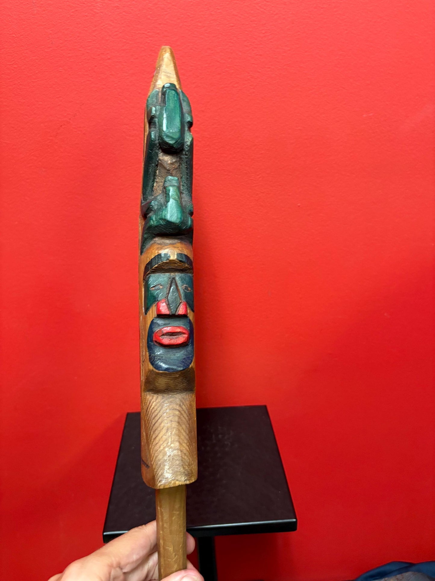 Stunning indigenous first nation pacific north Northwest coast signed 18 x 3“ wide frog transformation rattle great sound and great value