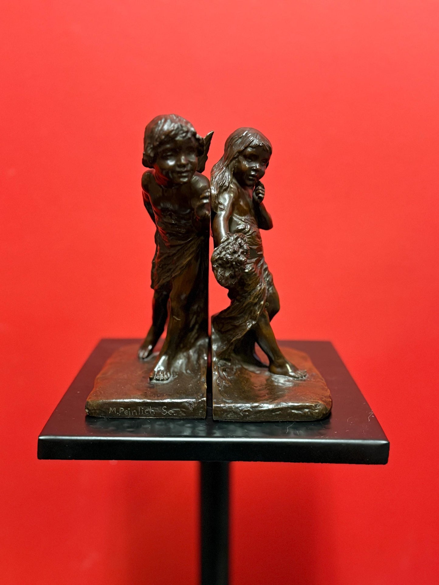 M.Peinlich & Griffoul Foundry, American Aestheticism Bronze Bookends 6.75 inches high wonderful detail