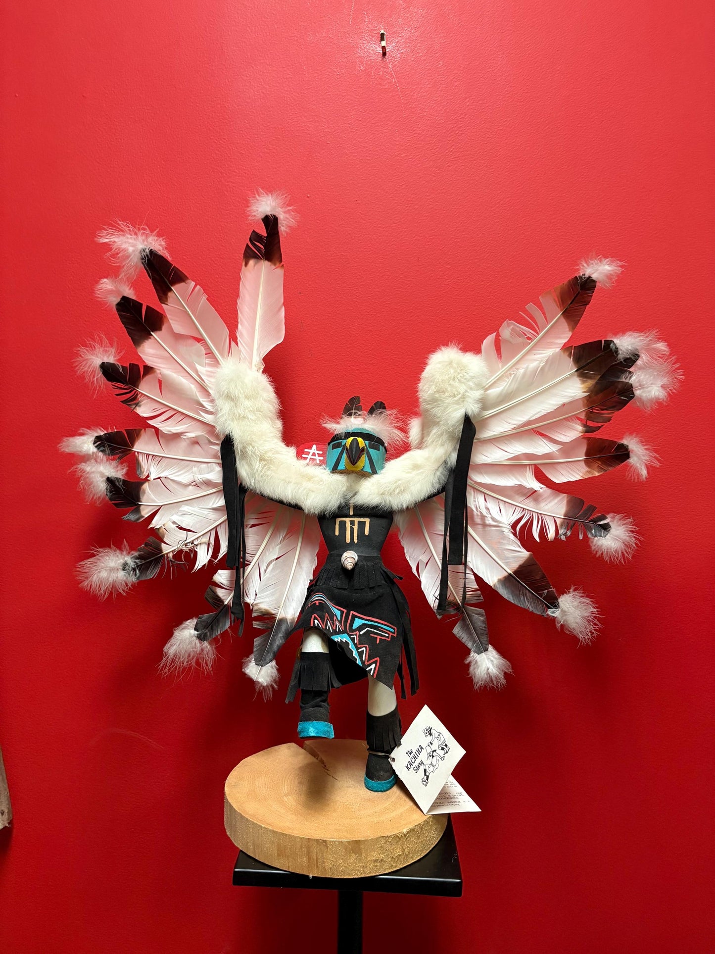 Stunning 24 x 17 high approx Hopi kachina Navajo eagle dancing doll on base with feathers extremely fabulous wow - huge