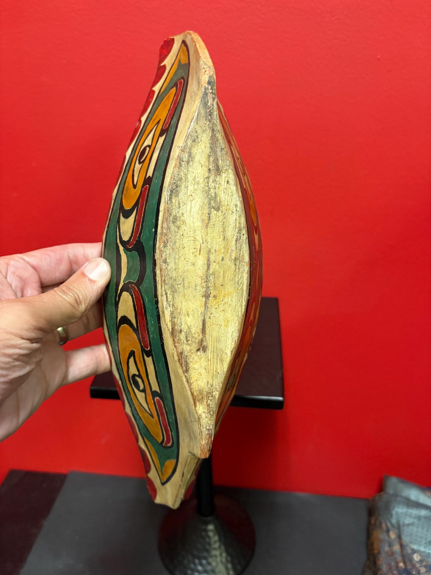 Stunning museum quality 14 x 5 early 1900s indigenous first nations Pacific north West Coast hand painted unsigned canoe - minor damage