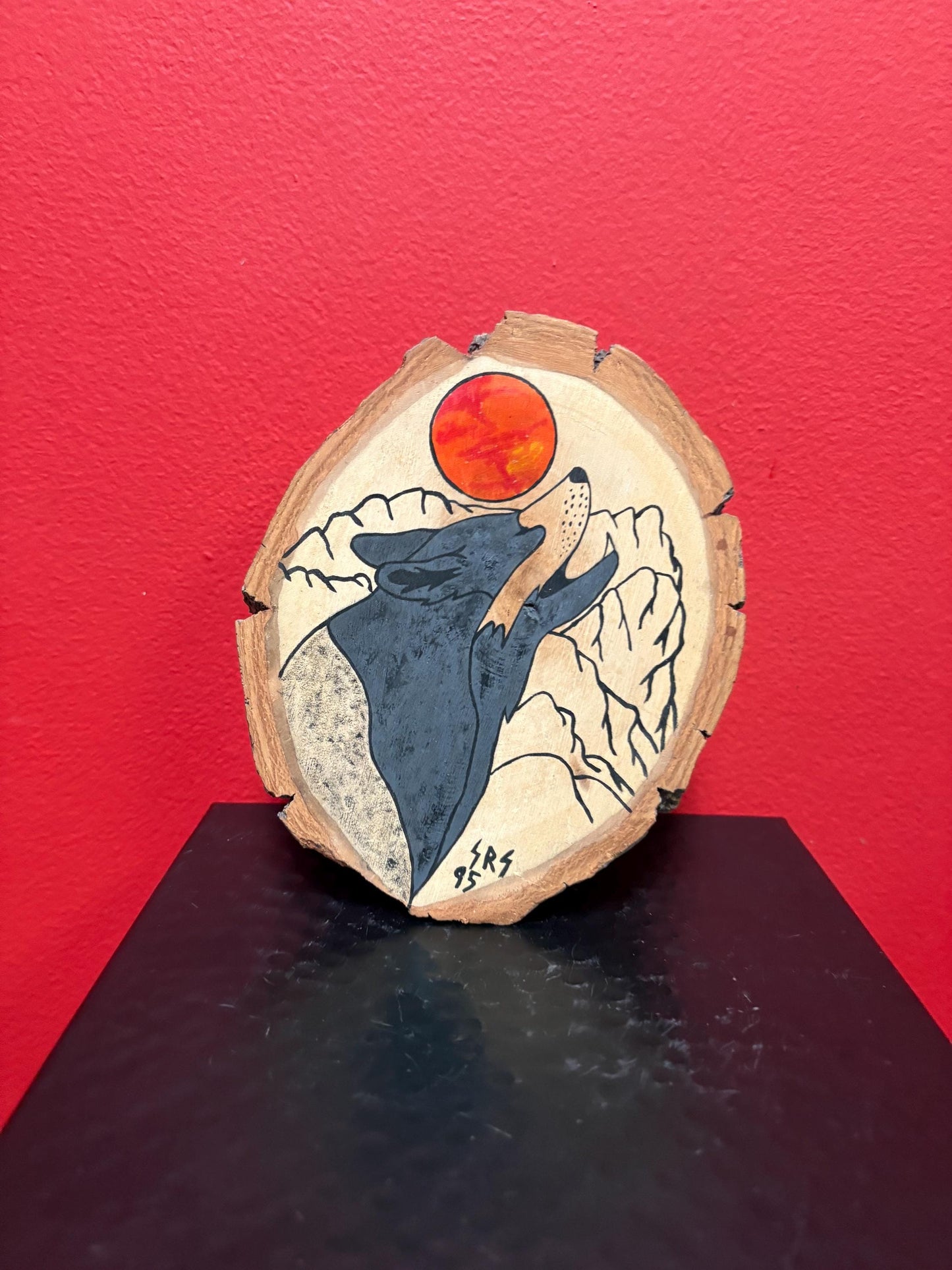 Unique 7 x 5“ handcrafted signed Yukon wolf painting on Live Edge wood panel    ridiculously amazing  wolves  gift  needs hanger