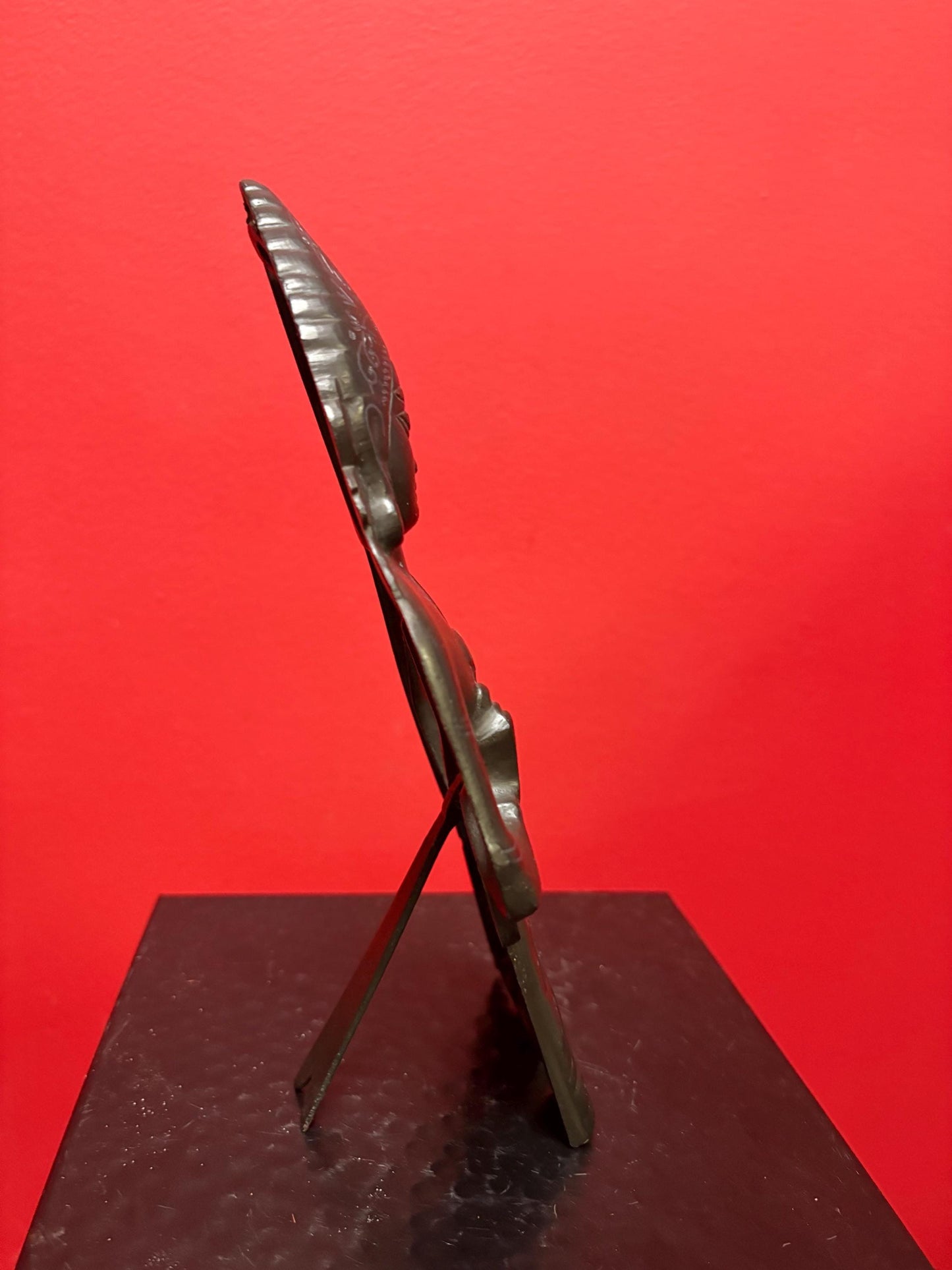 Beautiful Asian bronze lady 9 x 4 wide stands or hangs great detail and great value