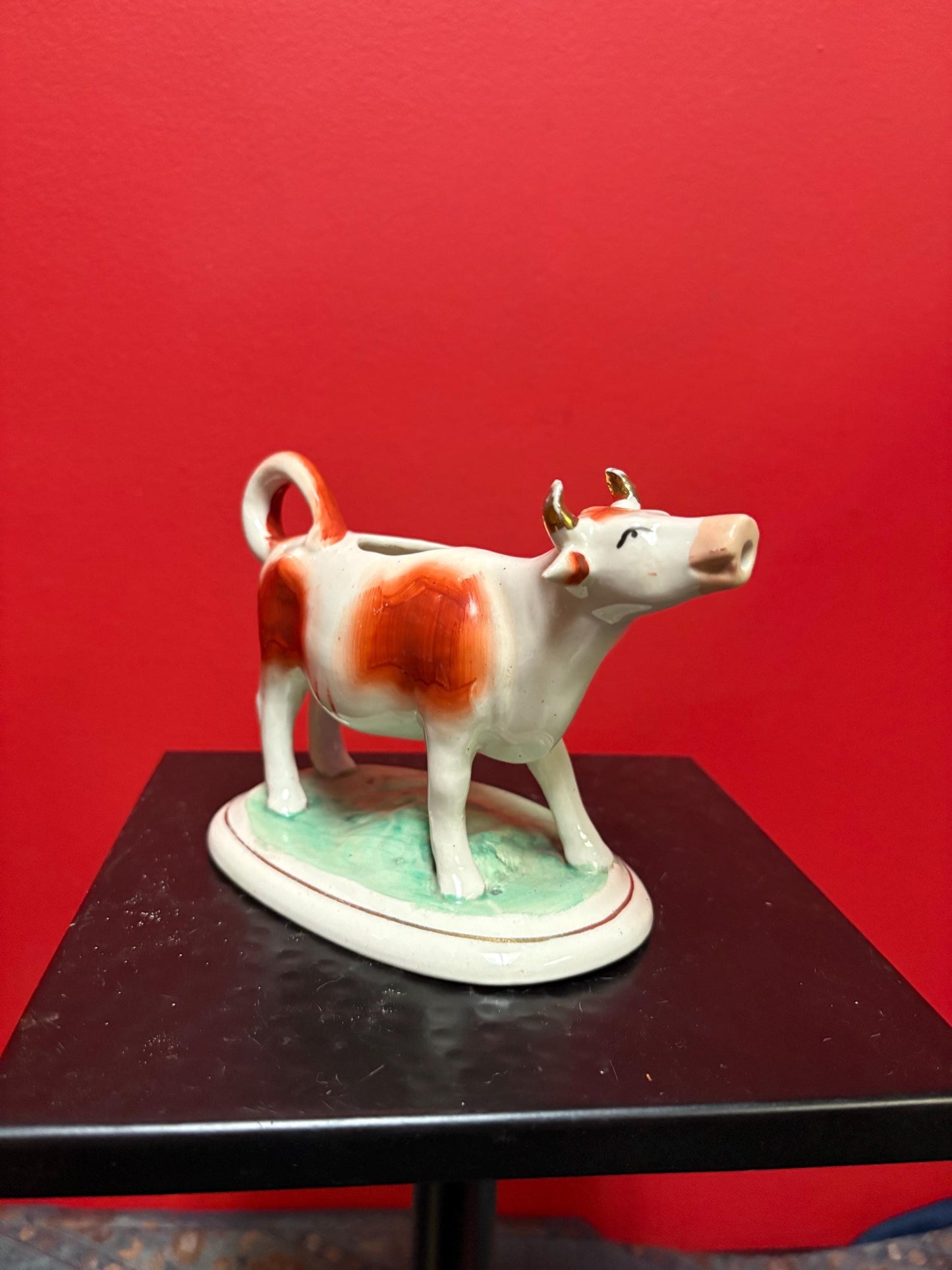 Antique Staffordshire cow creamer -6 1/2 x 4 1/2“ high in lovely condition 1860s great value