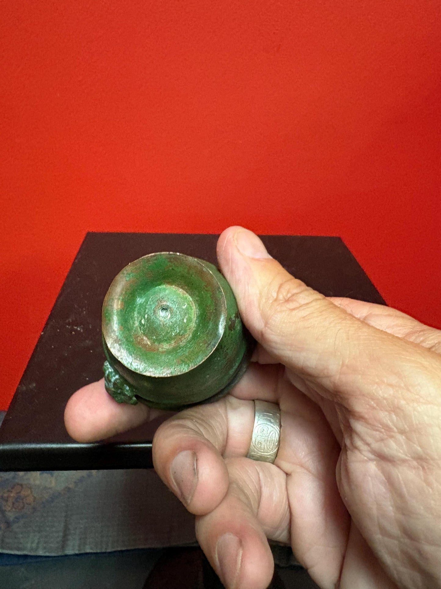 Antique Chinese metal cup with amazing patina - 2 inches high