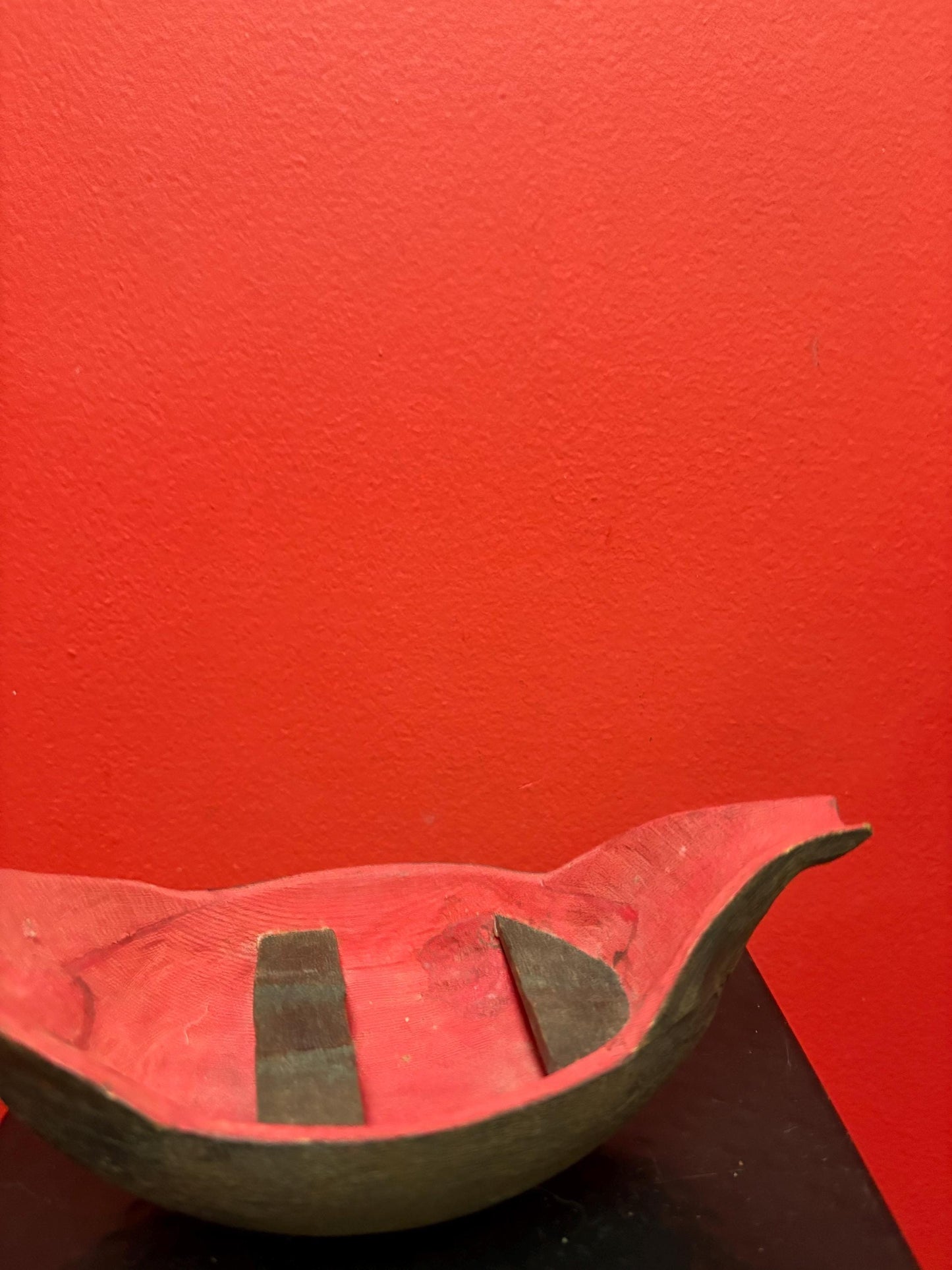 Beautiful old signed wooden 9 x 5 x 3 high painted canoe  indigenous first nations Pacific West Coast  good value