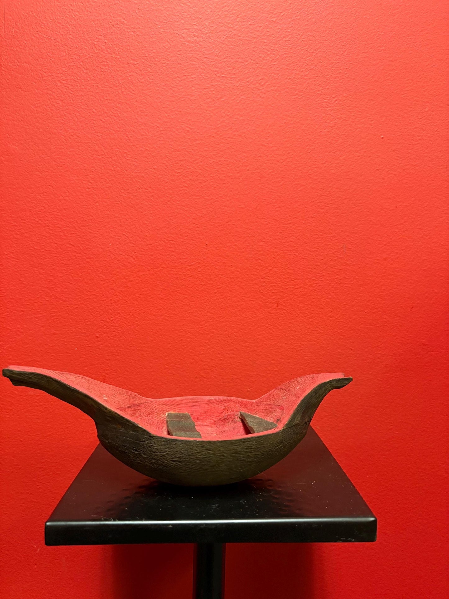 Beautiful old signed wooden 9 x 5 x 3 high painted canoe  indigenous first nations Pacific West Coast  good value