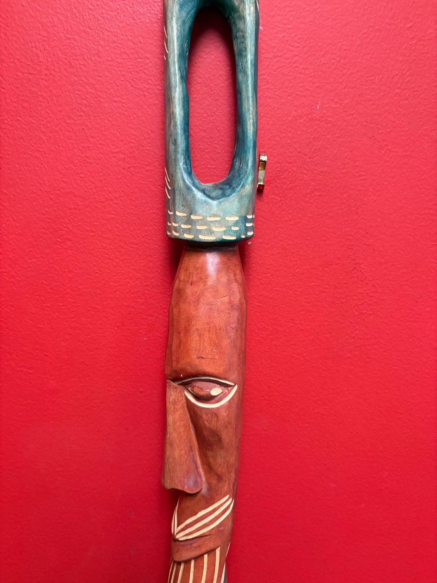 Beautiful African snake man walking stick  39 inches  great imagery  ready to use
