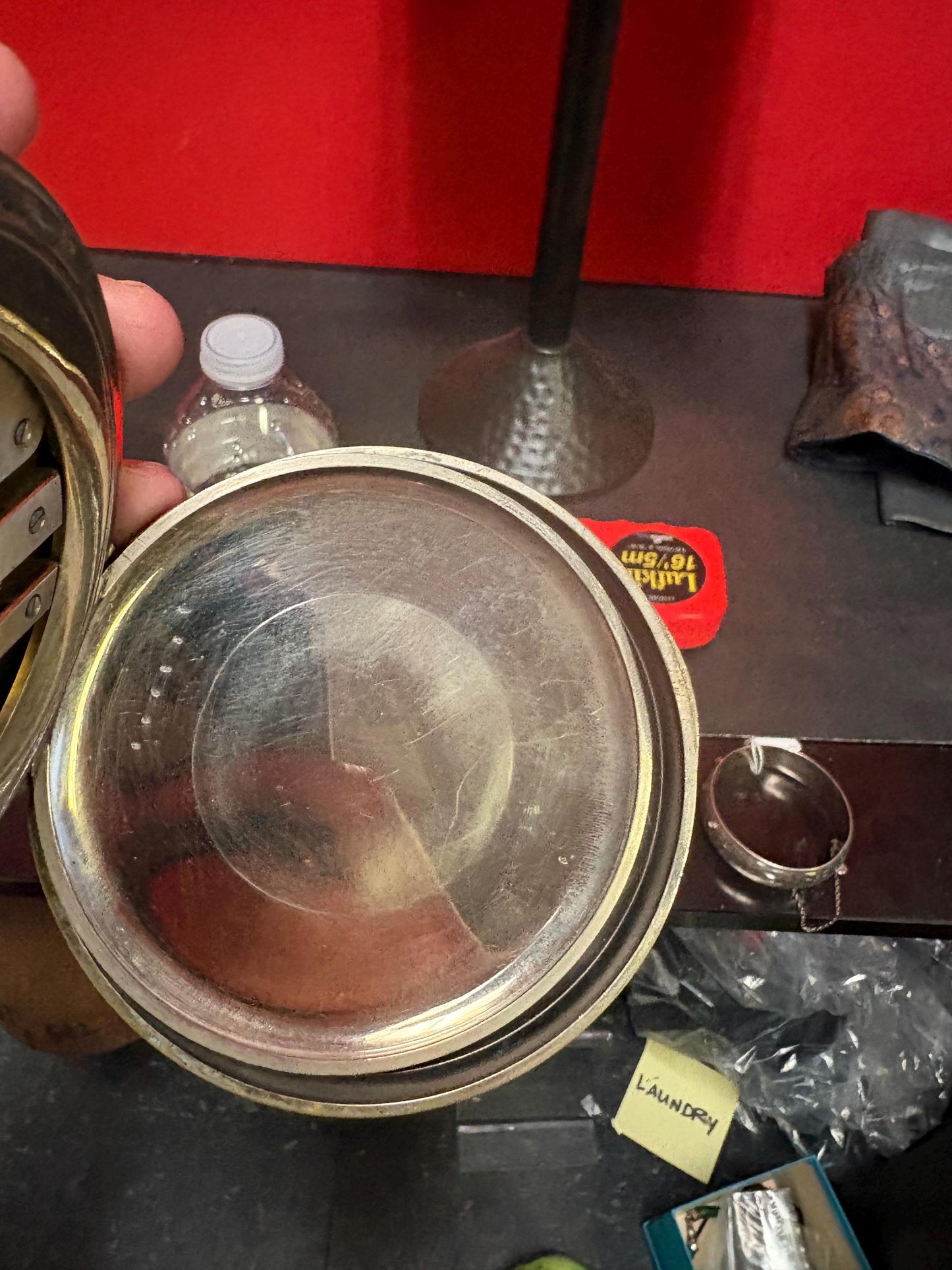 Massive English antique silver plated pocket watch - works perfectly in great condition - 5 1/2 inches tall B