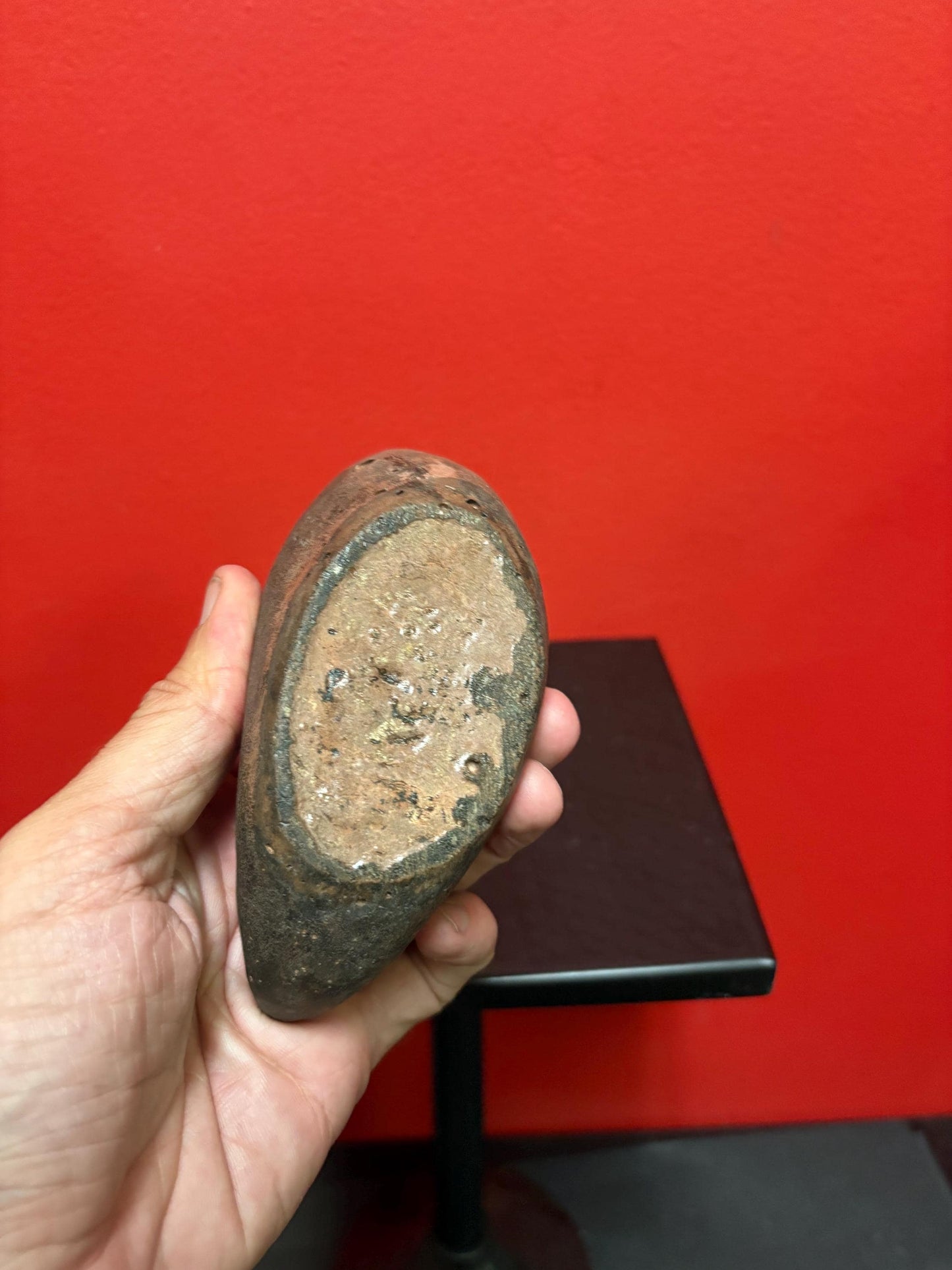 Unique probably American 5 inch antique pottery moon statue nice condition and great gift heavy