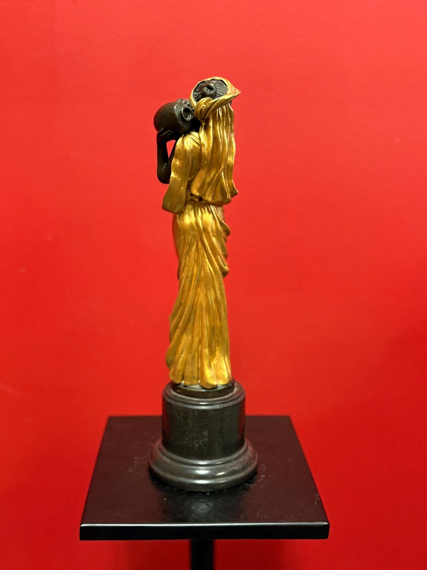 Stunning authentic antique Miguel Fernando Lopez (Milo) gilded bronze lady on marble statue 13 inches tall wonderful detail wow gift