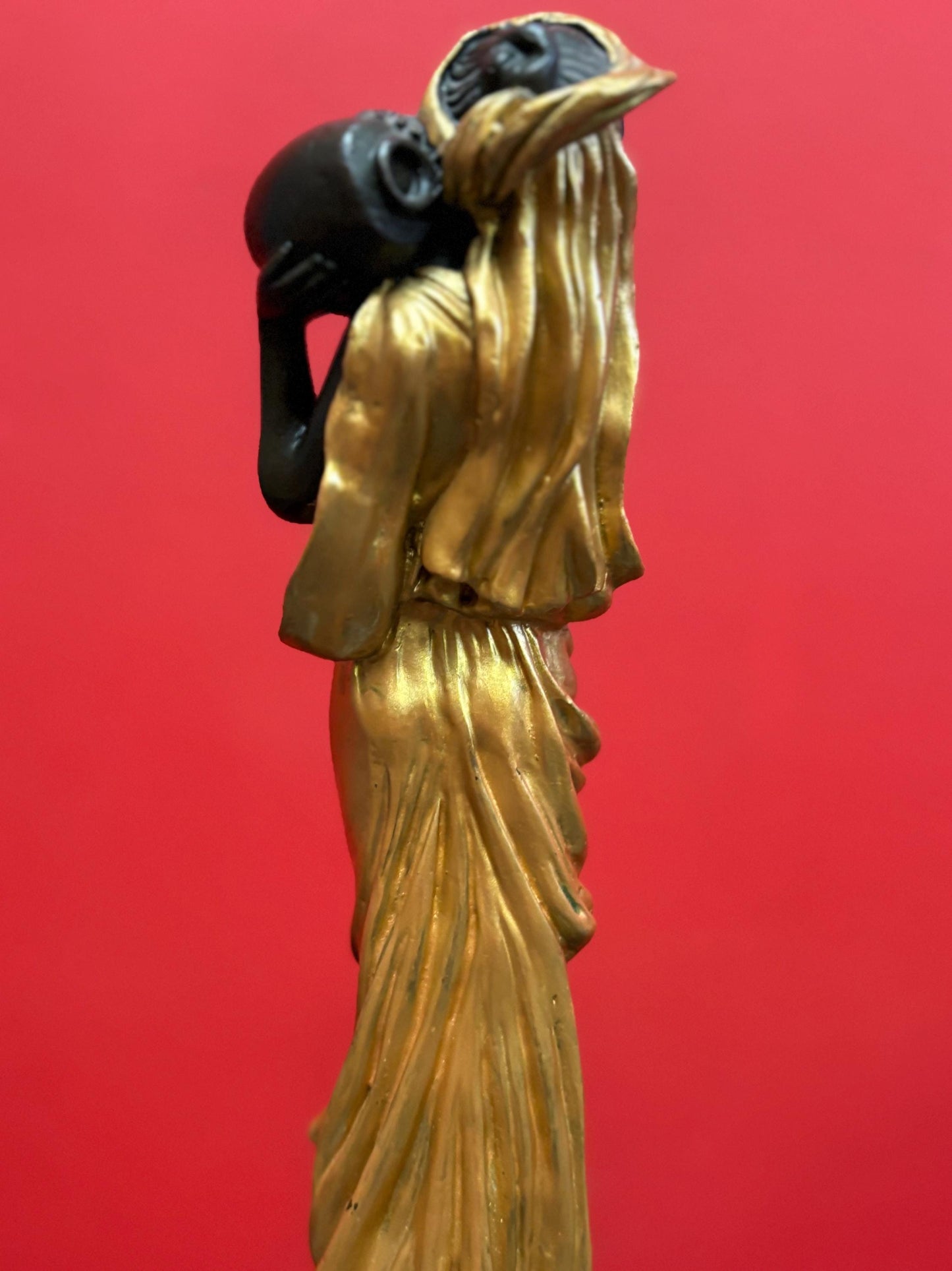 Stunning authentic antique Miguel Fernando Lopez (Milo) gilded bronze lady on marble statue 13 inches tall wonderful detail wow gift