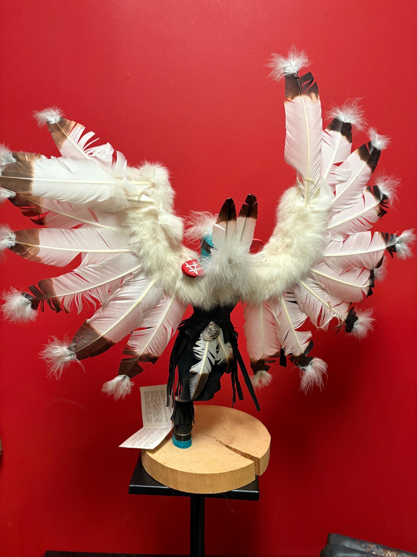 Stunning 24 x 17 high approx Hopi kachina Navajo eagle dancing doll on base with feathers extremely fabulous wow - huge