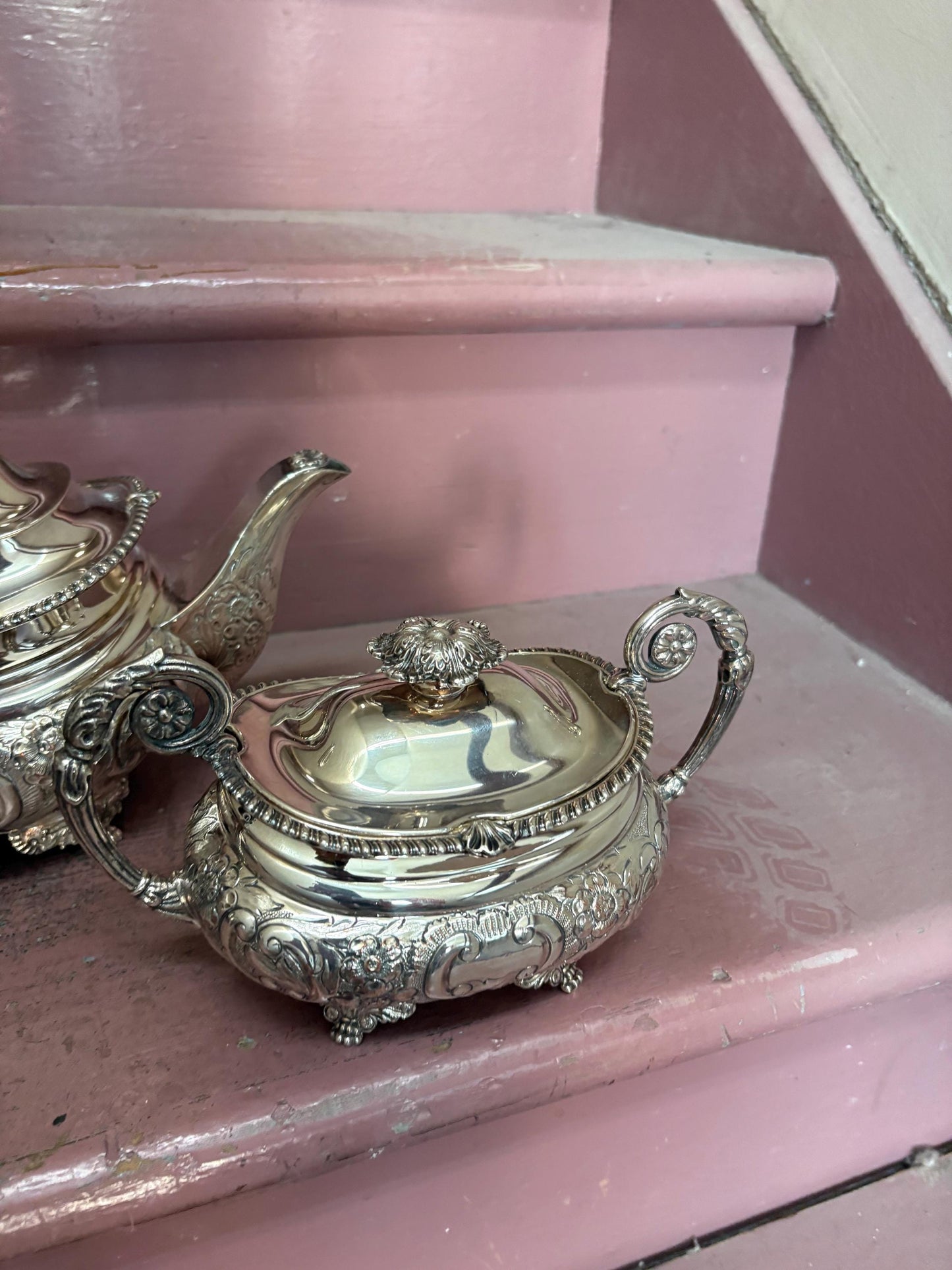 Stunning antique BIRKS silver plated four piece coffee and tea service pristine condition and one of the best - Perfect for gift