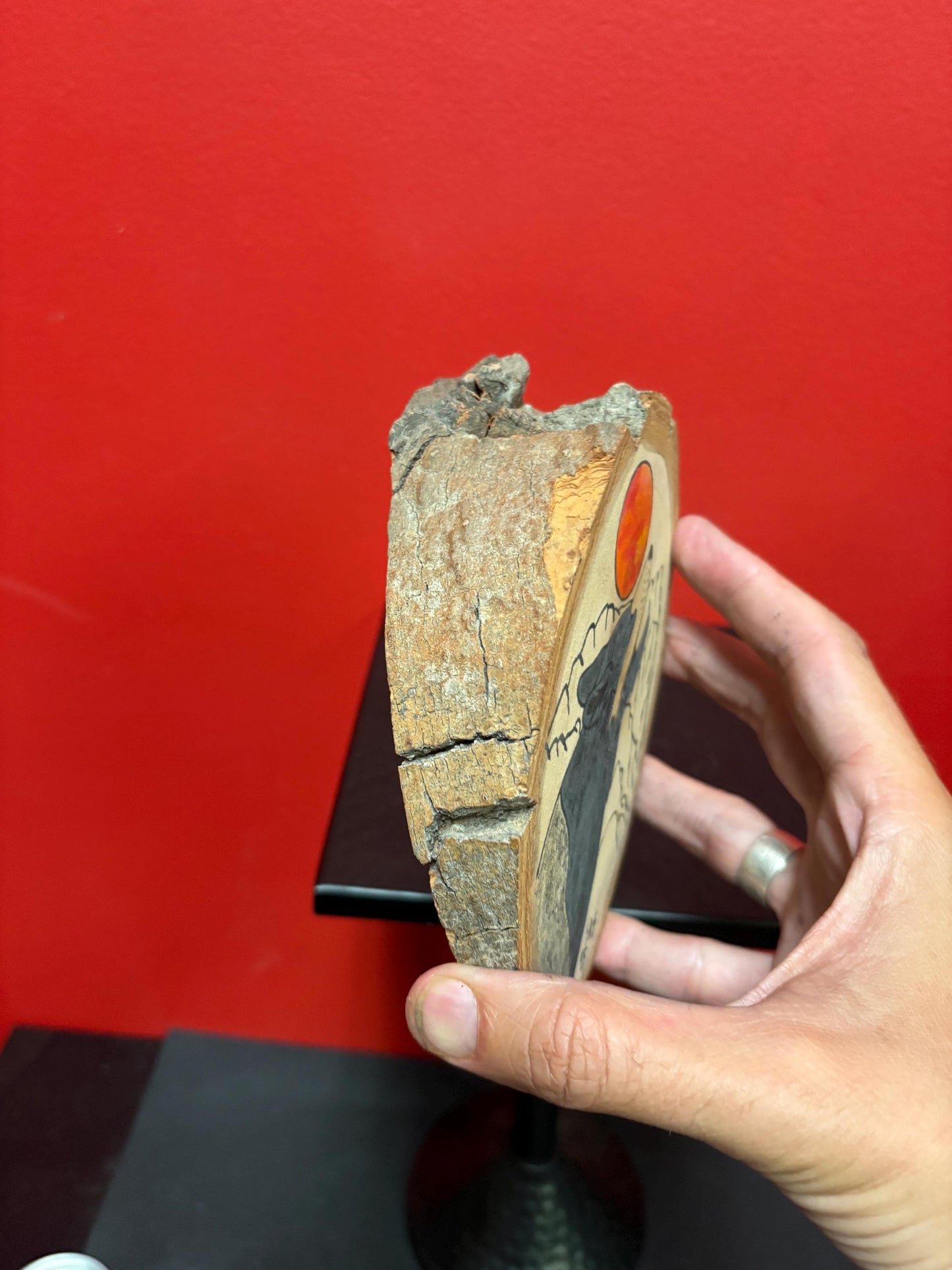 Unique 7 x 5“ handcrafted signed Yukon wolf painting on Live Edge wood panel    ridiculously amazing  wolves  gift  needs hanger