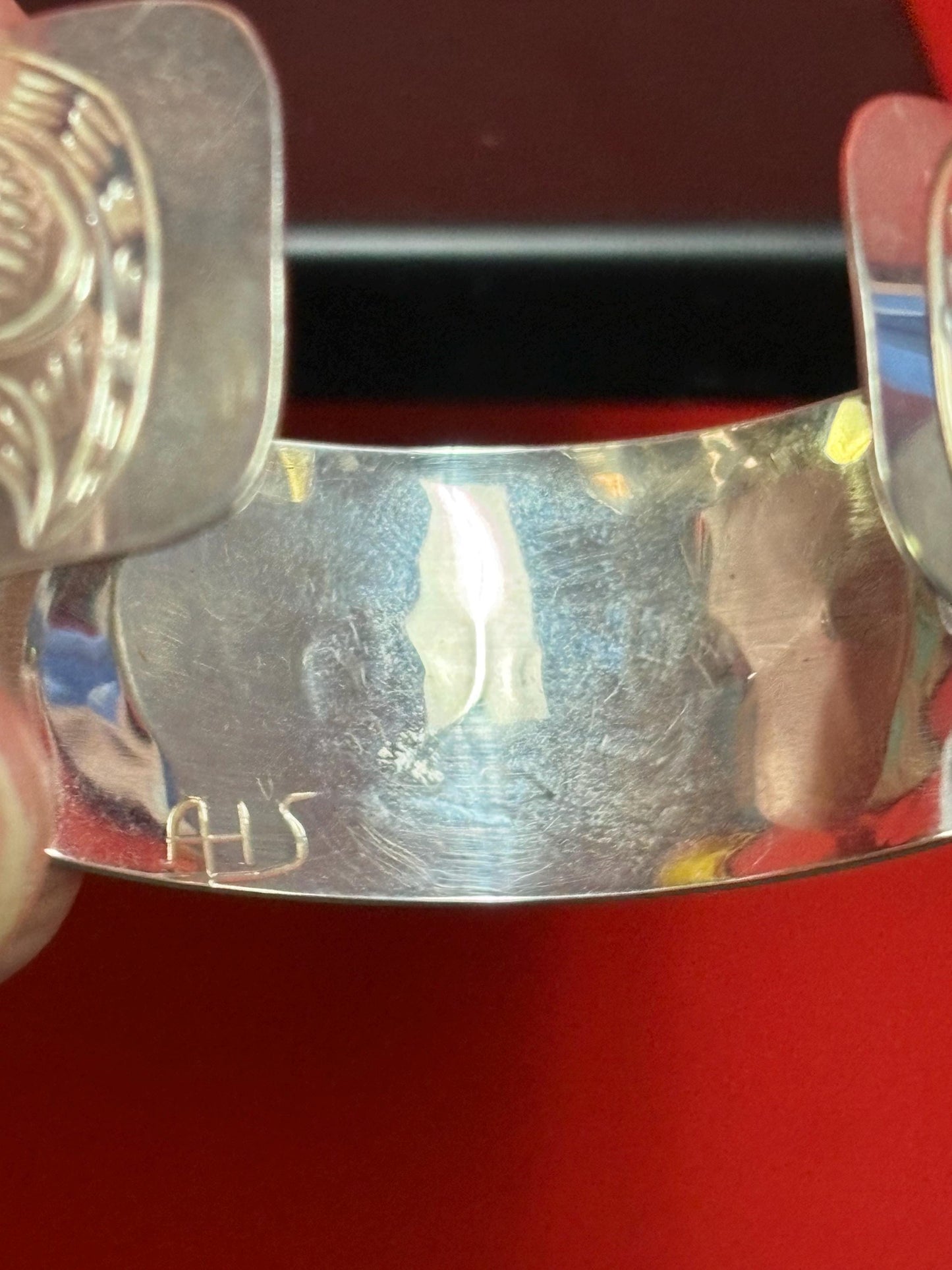 Stunning indigenous First Nations Pacific Northwest coast signed Sterling silver 2 1/2 inch wide and 1 thick bracelet cuff Thunderbird