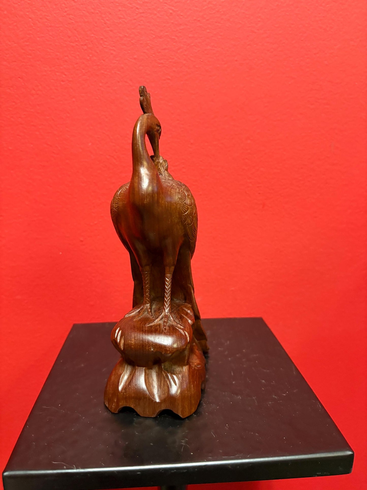 Beautiful well detailed wooden Asian peacock   8.5 inches tall elegant