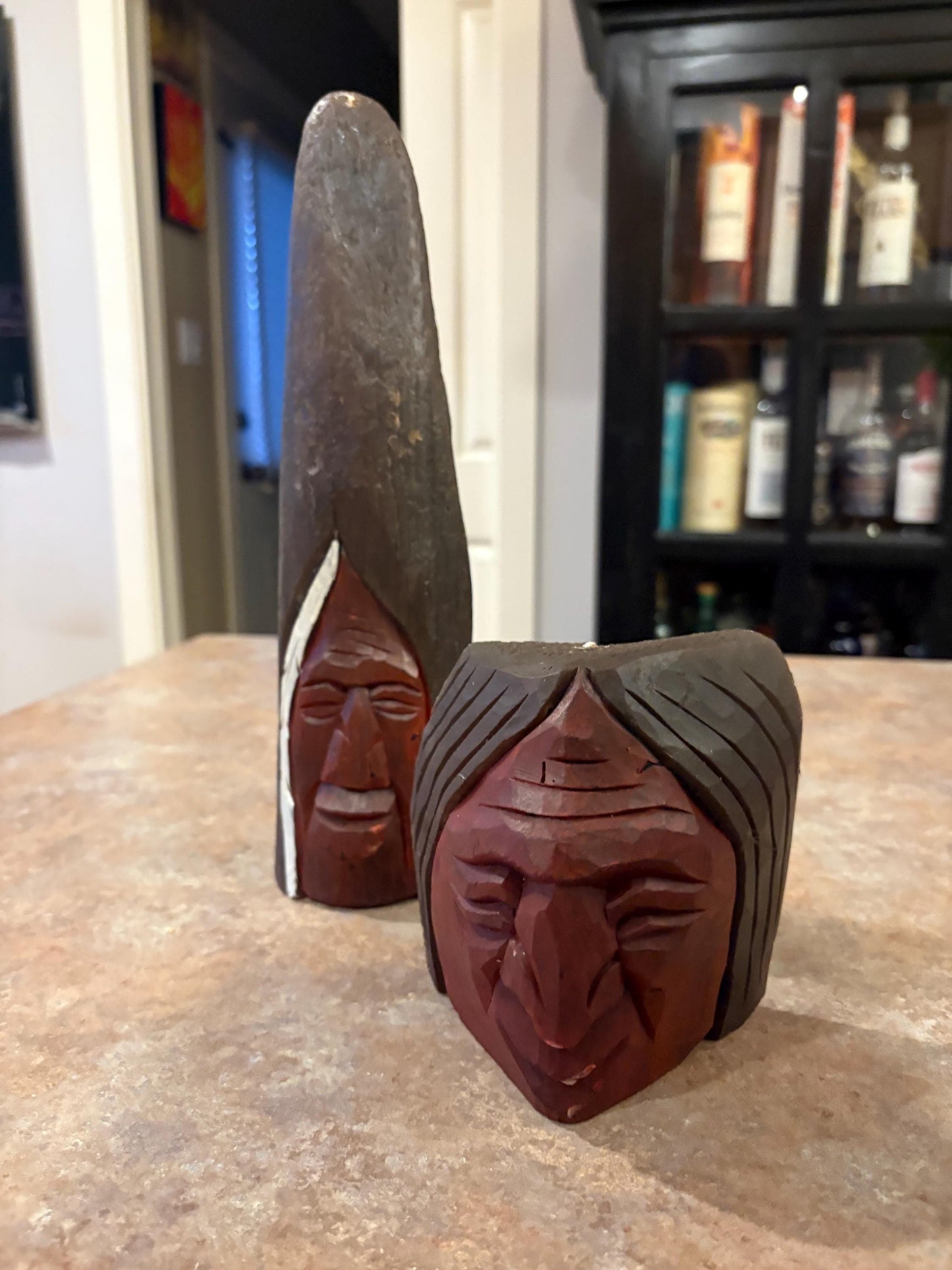 Very unusual Canadian vintage indigenous First Nations candles 13 and 5 inches tall good condition