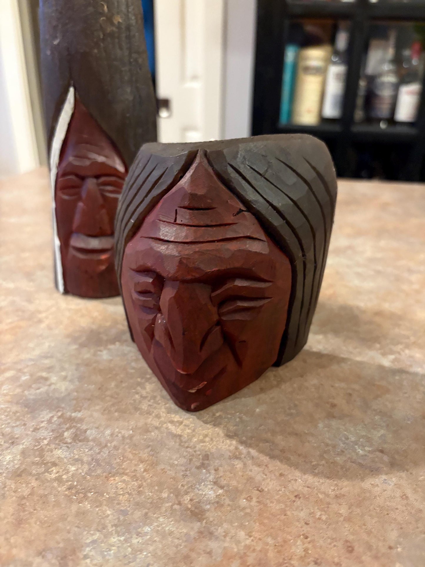 Very unusual Canadian vintage indigenous First Nations candles 13 and 5 inches tall good condition