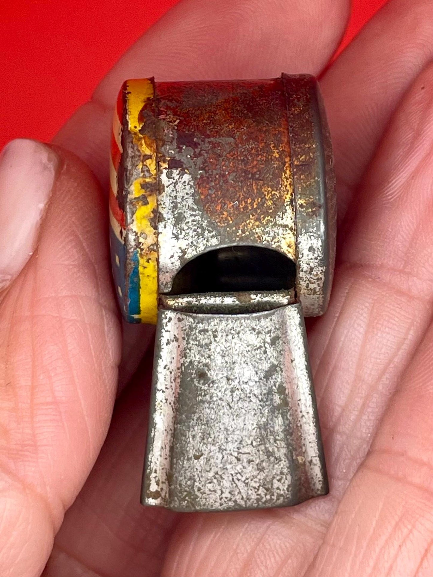 Vintage Metal Whistle with American Flag Design