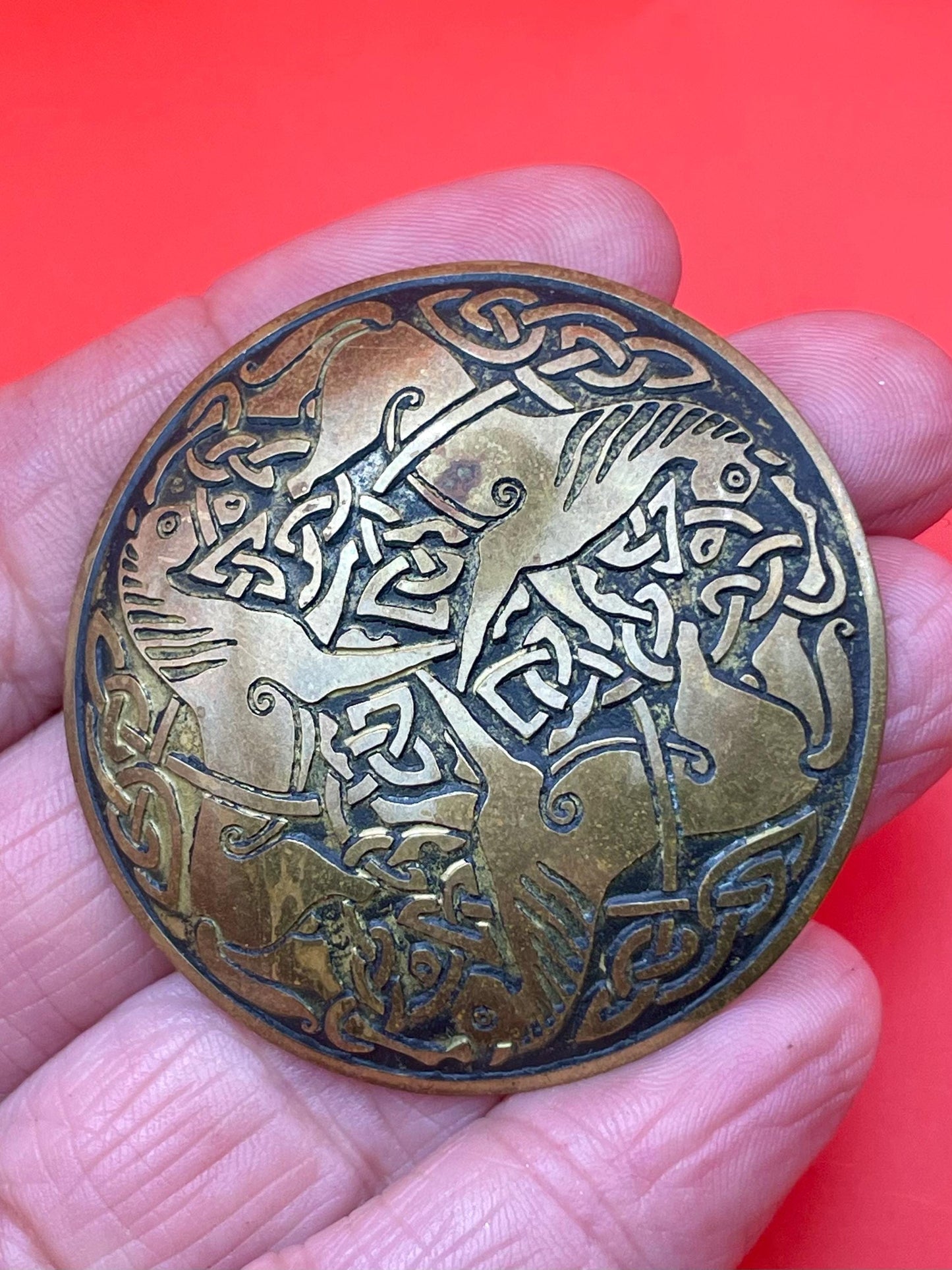 Vintage Brass Celtic Knot Brooch 1.5