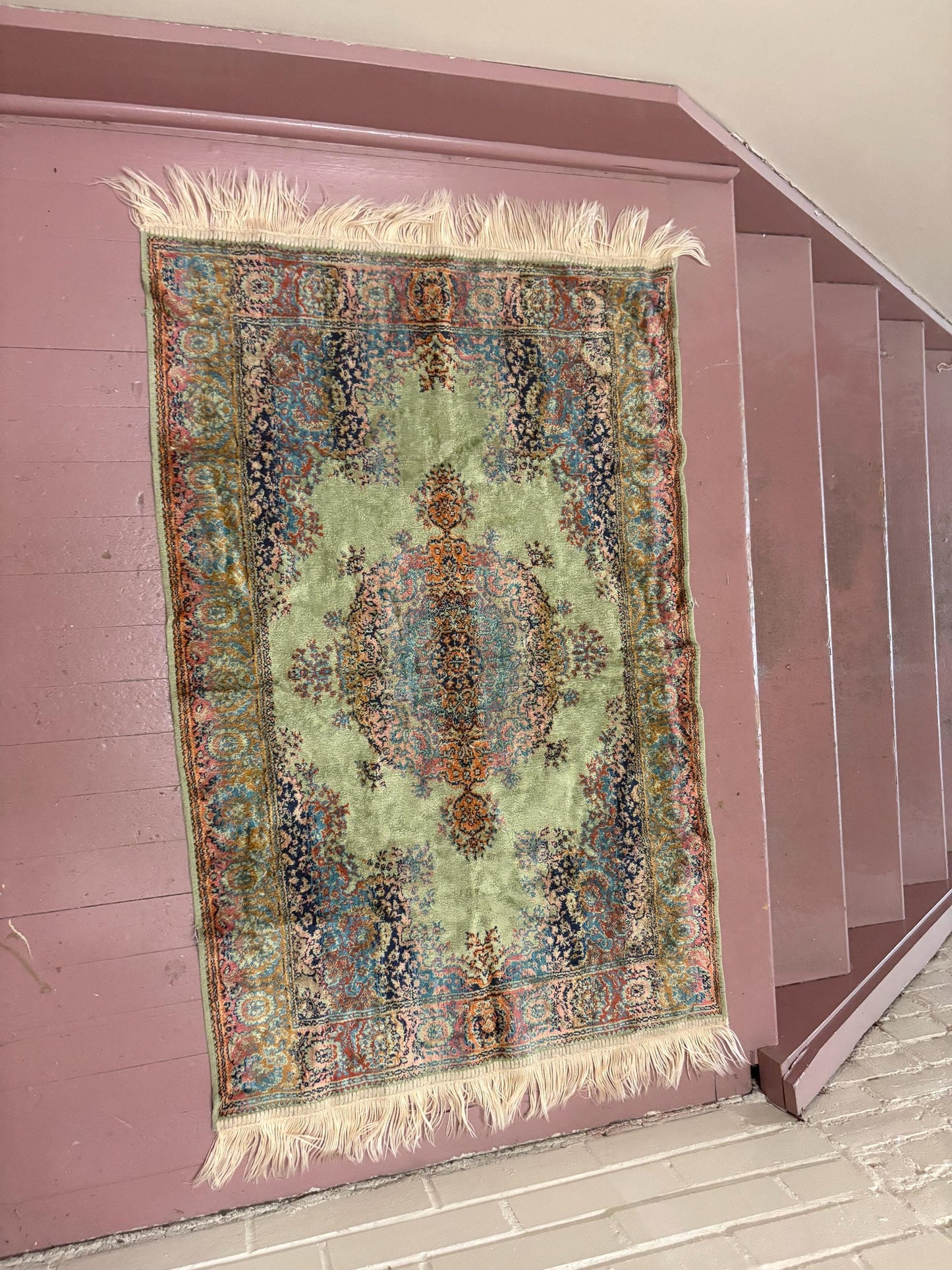 Stunning antique  Persian handmade silk prayer Mat - approximately 43 x 26 wide in great condition - great price