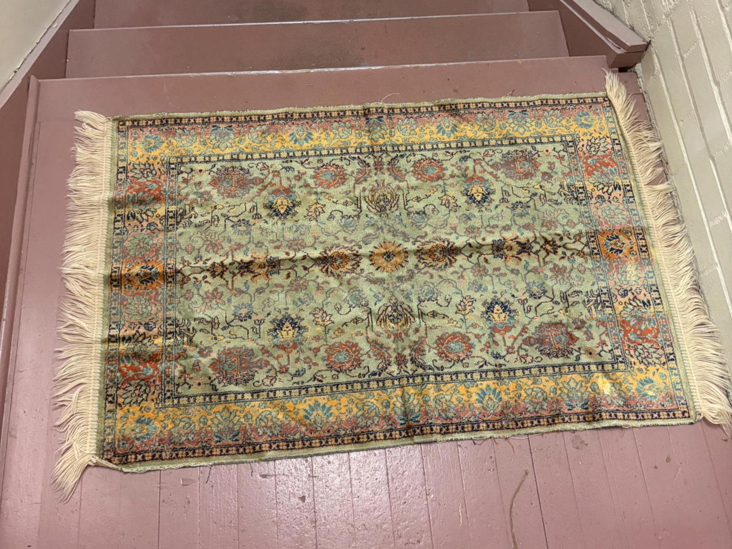 Stunning antique  Persian handmade silk prayer Mat - approximately 43 x 26 wide in great condition - great price