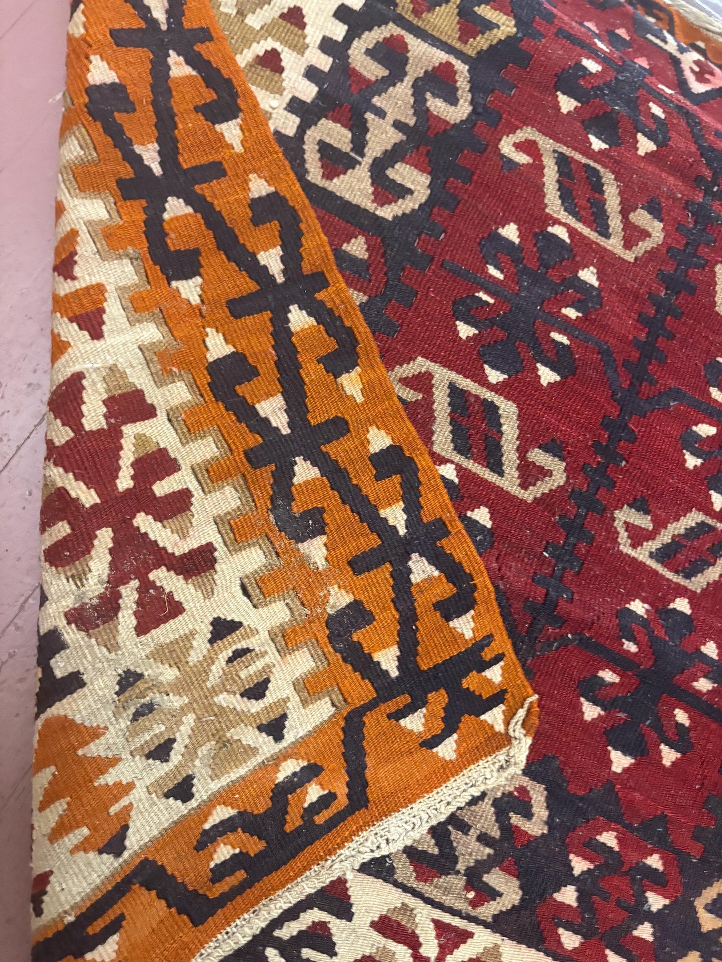 Beautiful antique approximately 58 x 43 Persian handknotted wool carpet with one hole  amazing value