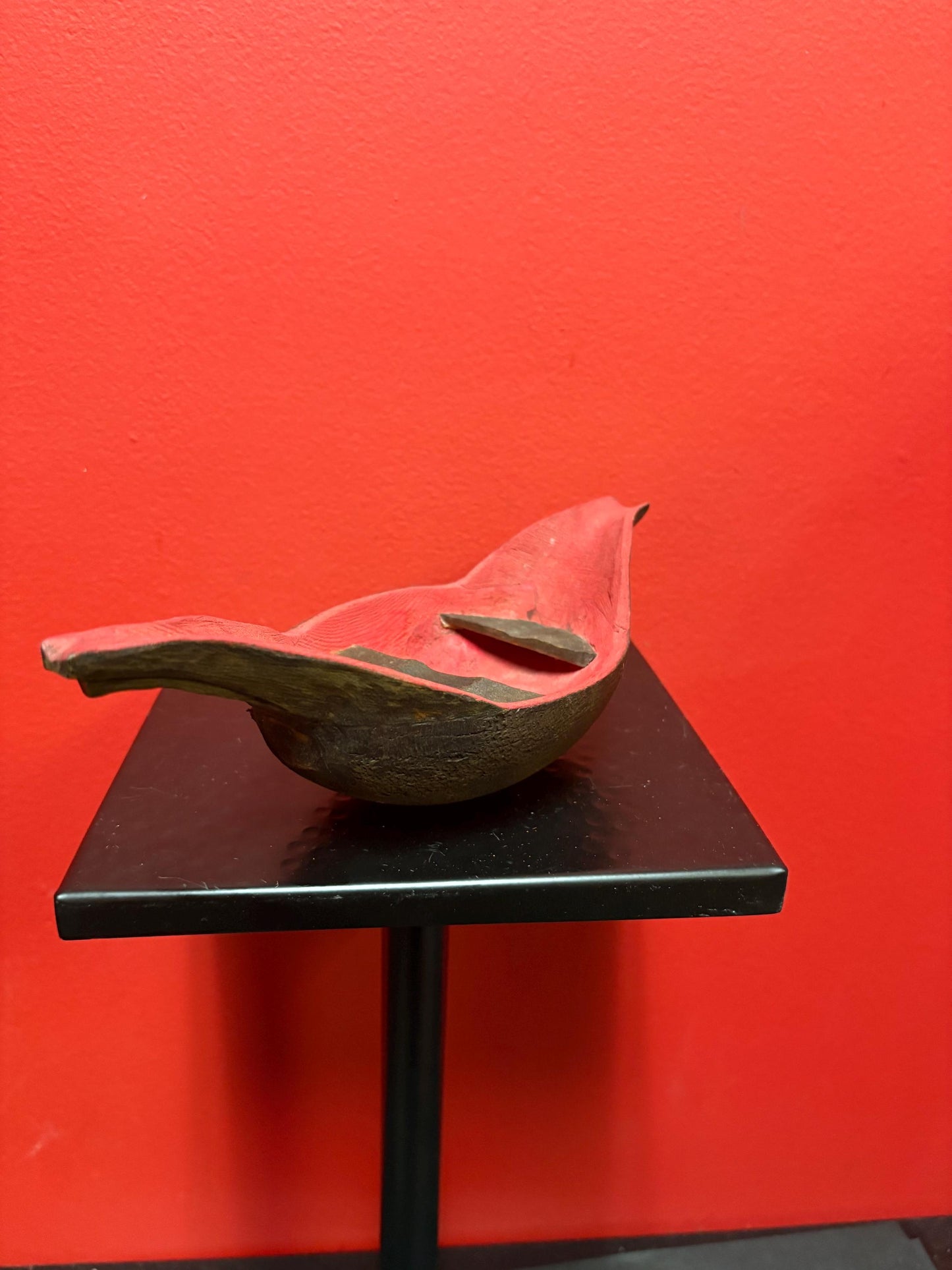 Beautiful old signed wooden 9 x 5 x 3 high painted canoe  indigenous first nations Pacific West Coast  good value