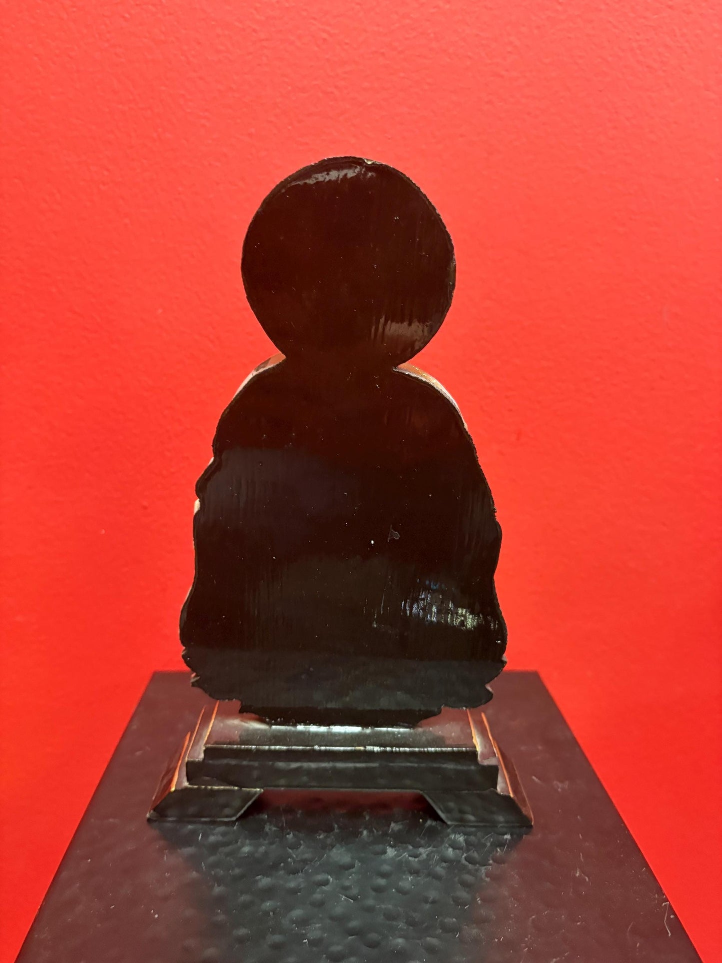 Stunning Chinese antique mother of pearl and lacquer statue of a Buddha unbelievable quality wonderful condition 9 x 5 wide