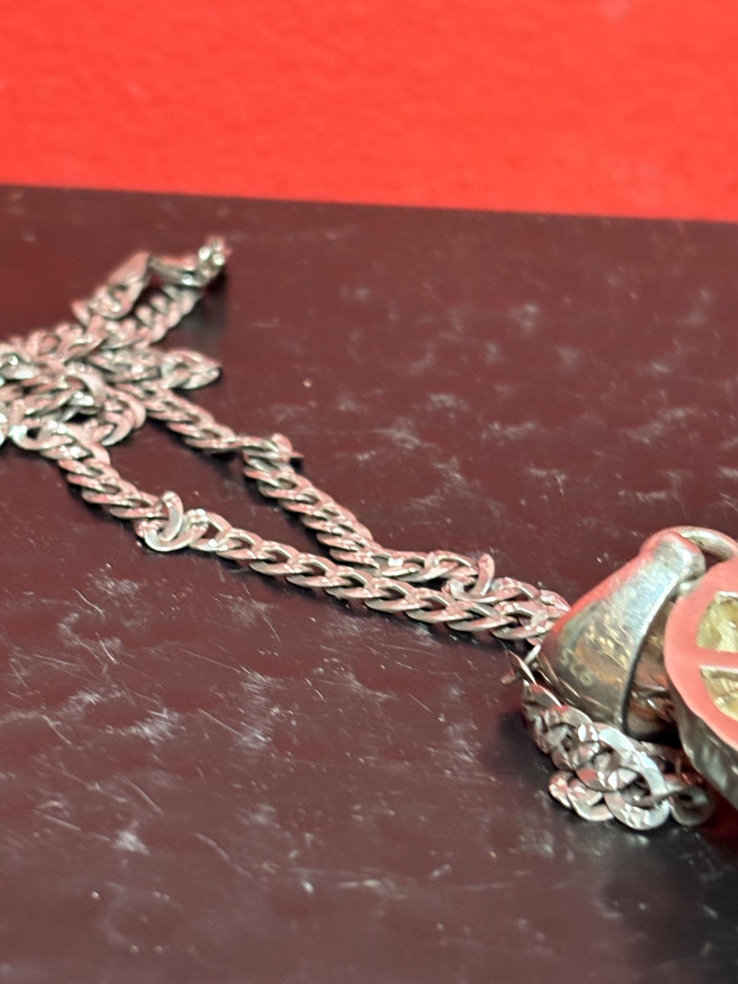 Super amazing heavy stamped 925 Sterling silver 3 inch skull pendant with Ruby style eyes and approximately 23 inch long sterling necklace -