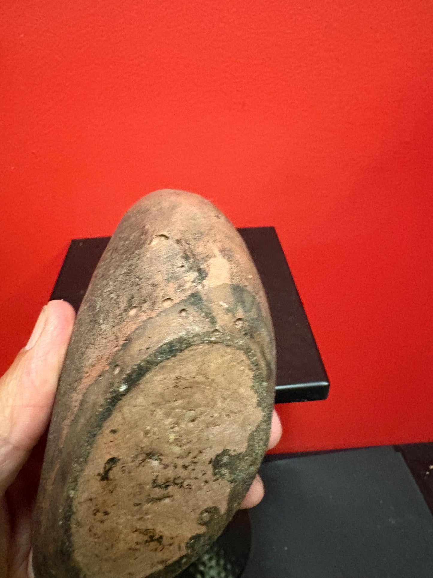 Unique probably American 5 inch antique pottery moon statue nice condition and great gift heavy