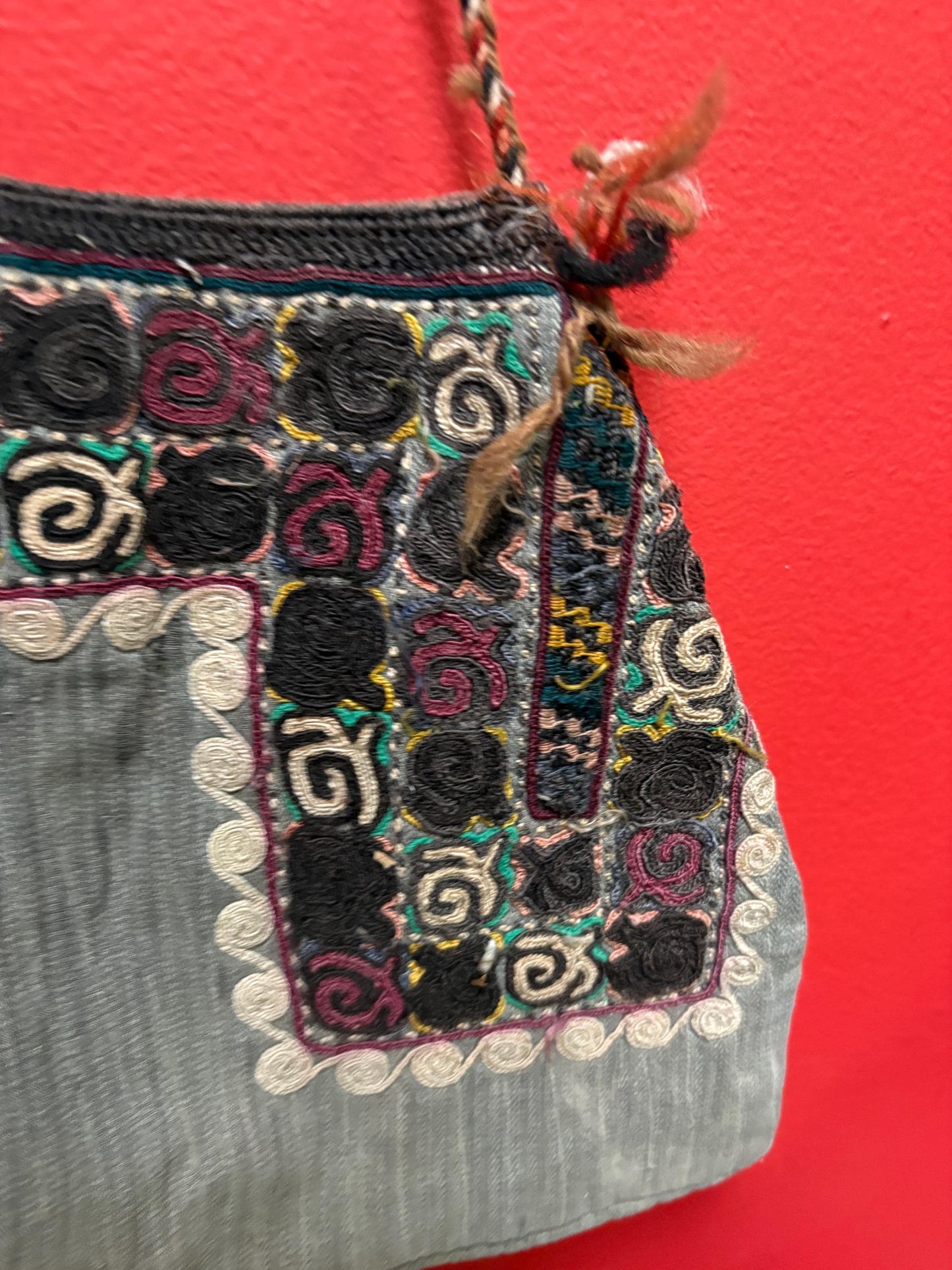 Stunning 19 century woven bag   Middle Eastern 26 x 15 wide approximately beautiful condition and detail