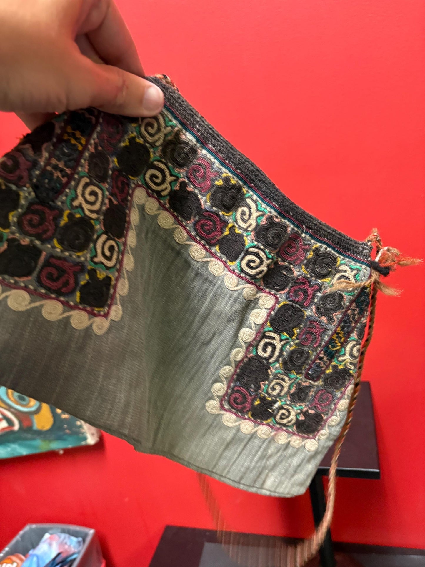 Stunning 19 century woven bag   Middle Eastern 26 x 15 wide approximately beautiful condition and detail