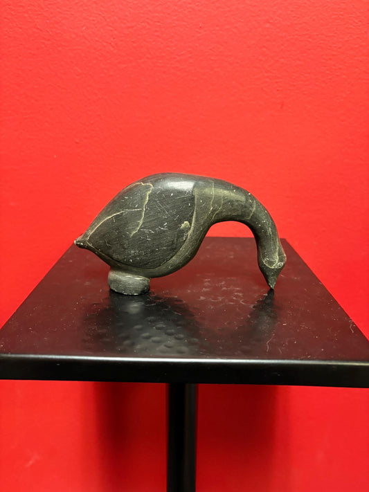 Stunning  5 x 3 high old signed indigenous soapstone bird with long neck  -  Unusual and cool