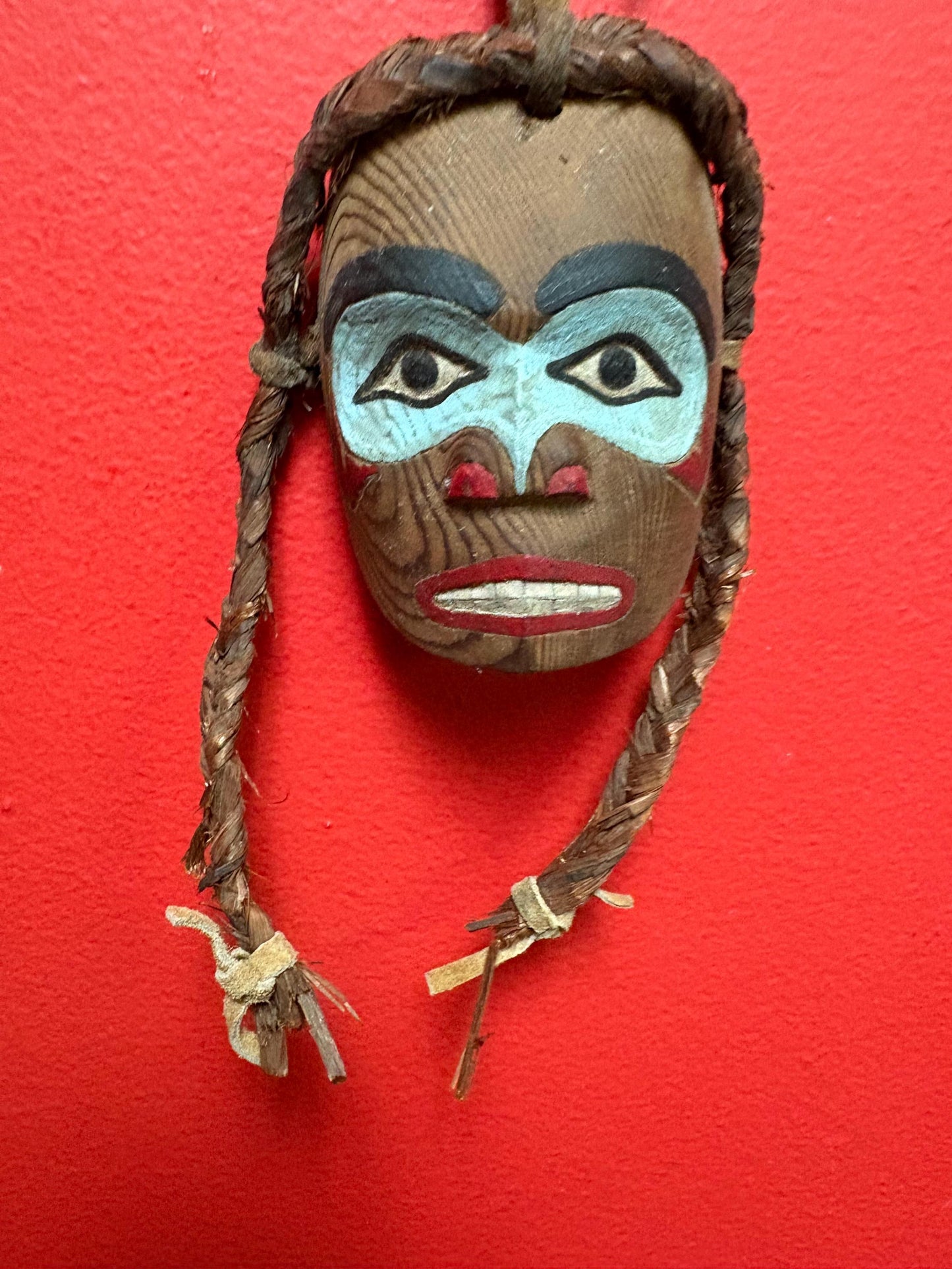 beautiful indigenous first nations Pacific Northwest coast 6 inch cedar and painted miniature mask  amazing detail