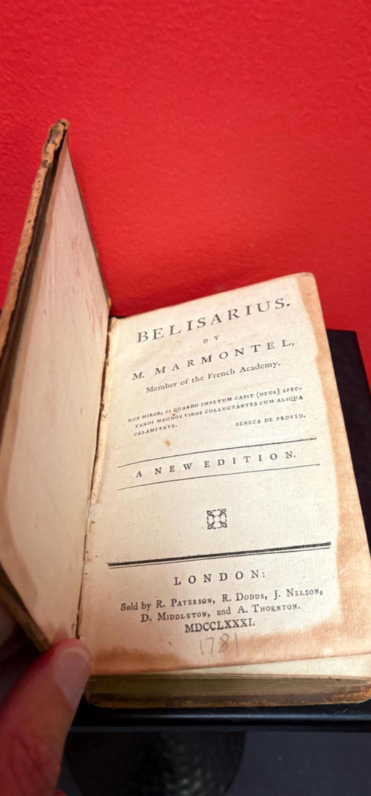 Amazing English first edition 1781 copy of BELISARIUS by M.MARMONTEL in rough condition  still an awesome book for good value