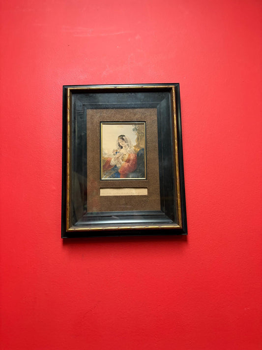 Amazing 19 century 14 x 10 baxter print in beautiful frame with information on back  the pigeon carrier  great condition and amazing valu