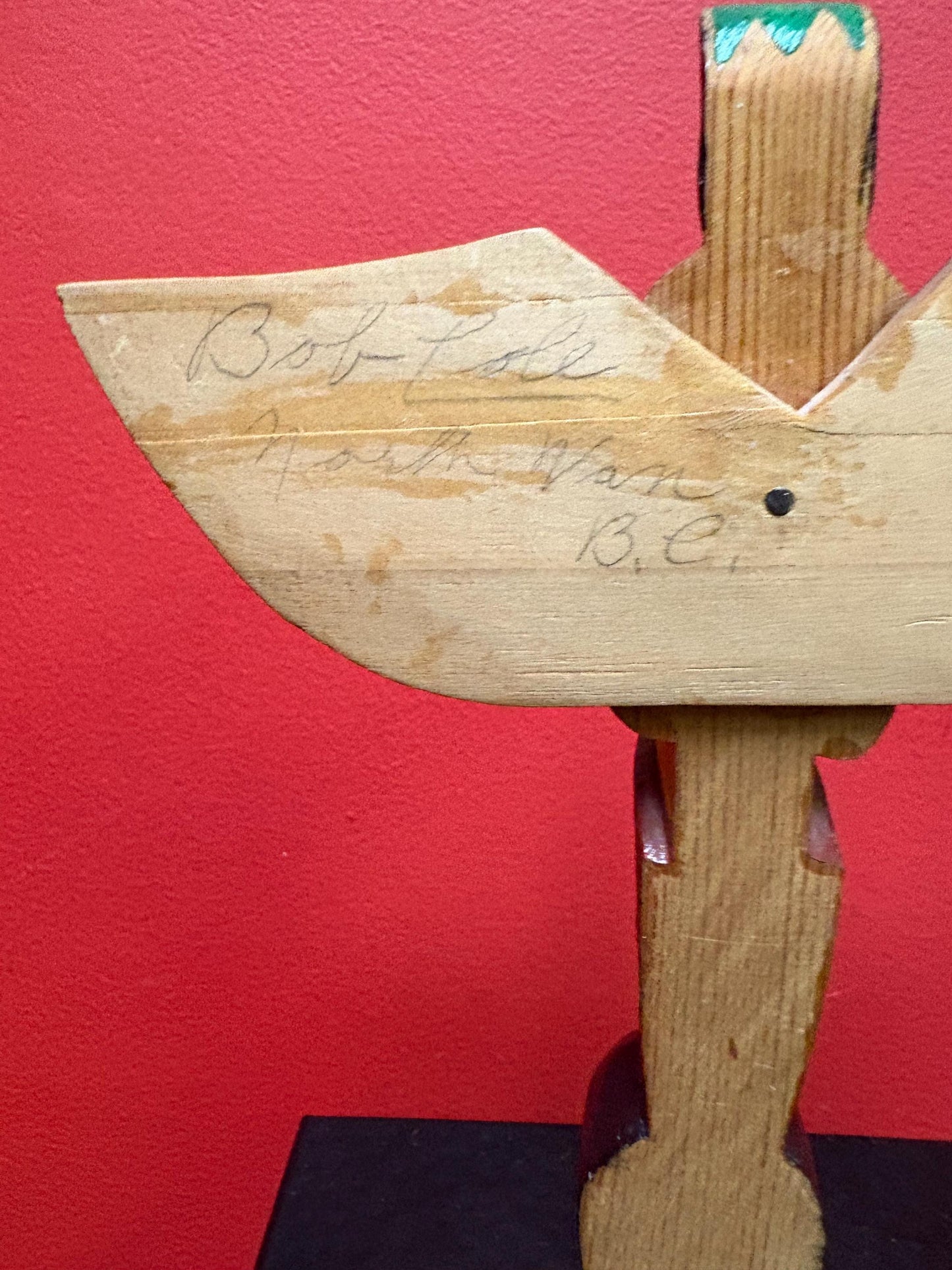 Lovely signed indigenous first Pacific Northwest Coast winged totem pole - 10 x 6 wide