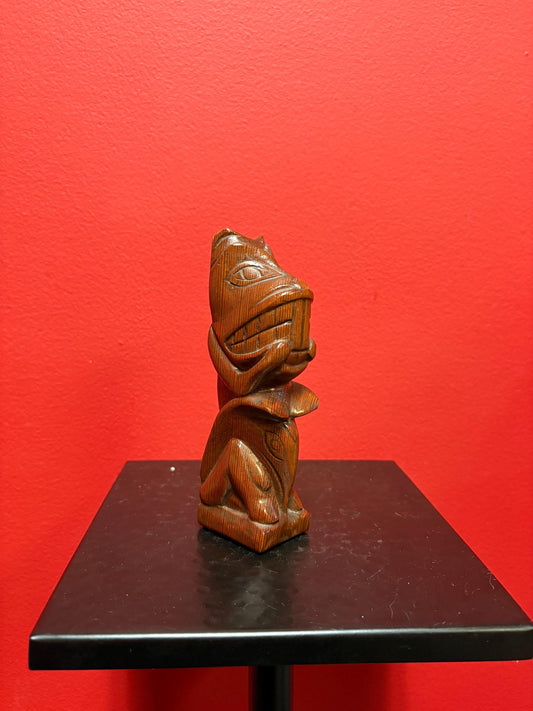 Lovely 6 inch indigenous first Nations, Pacific NorthwestCoast beaver killer whale transformation totem with honey glaze finish