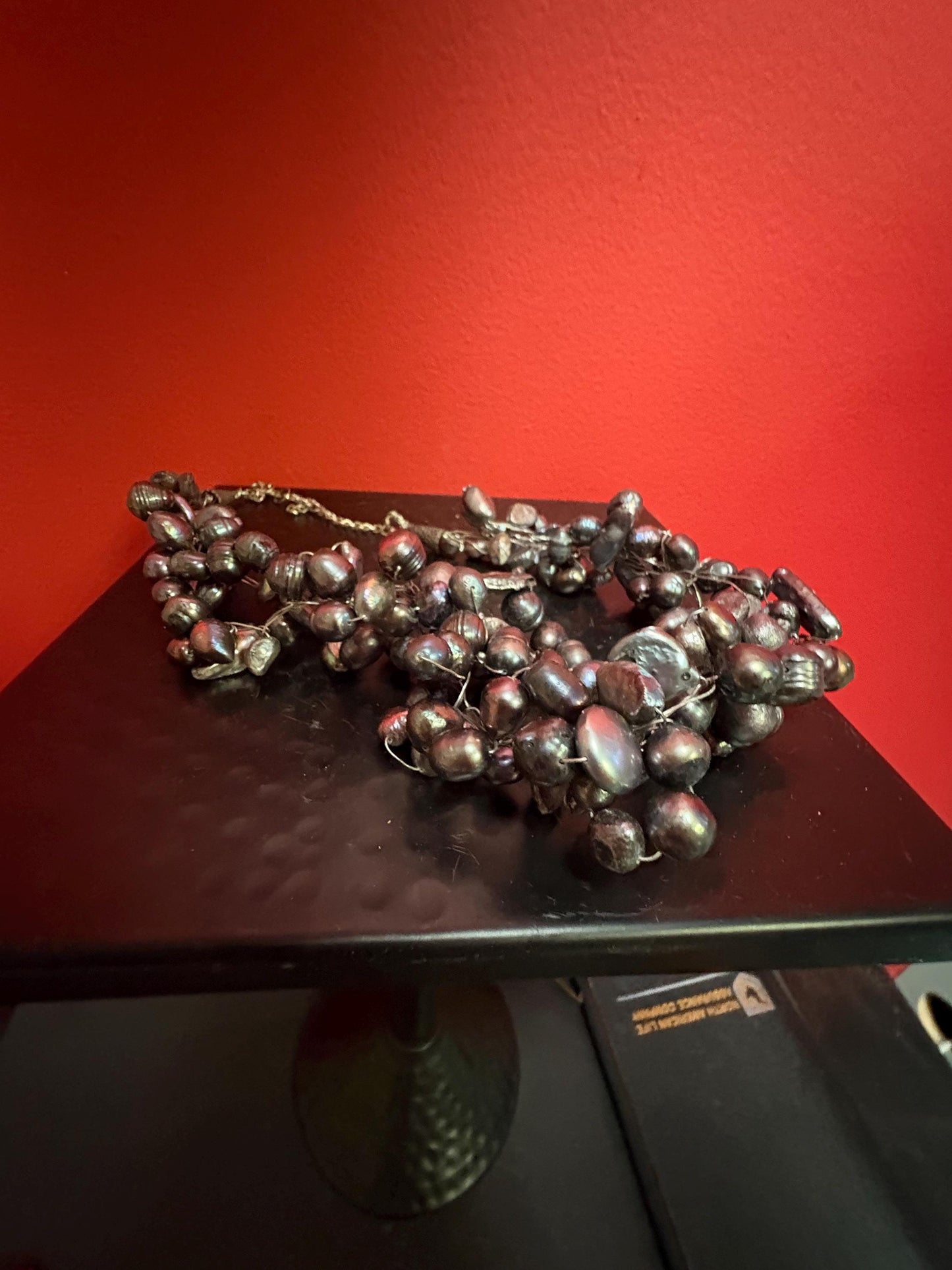 Very cool seawater pearl and wire necklace approximately 20 inches long  fabulous look and great gift