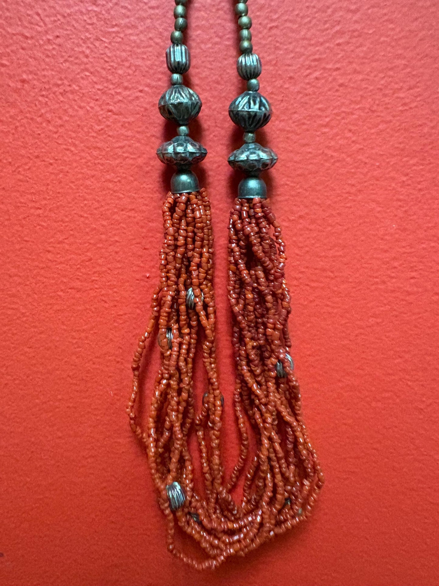 Beautiful 20 inch Persian silver plate and coral necklace - great value and perfect gift