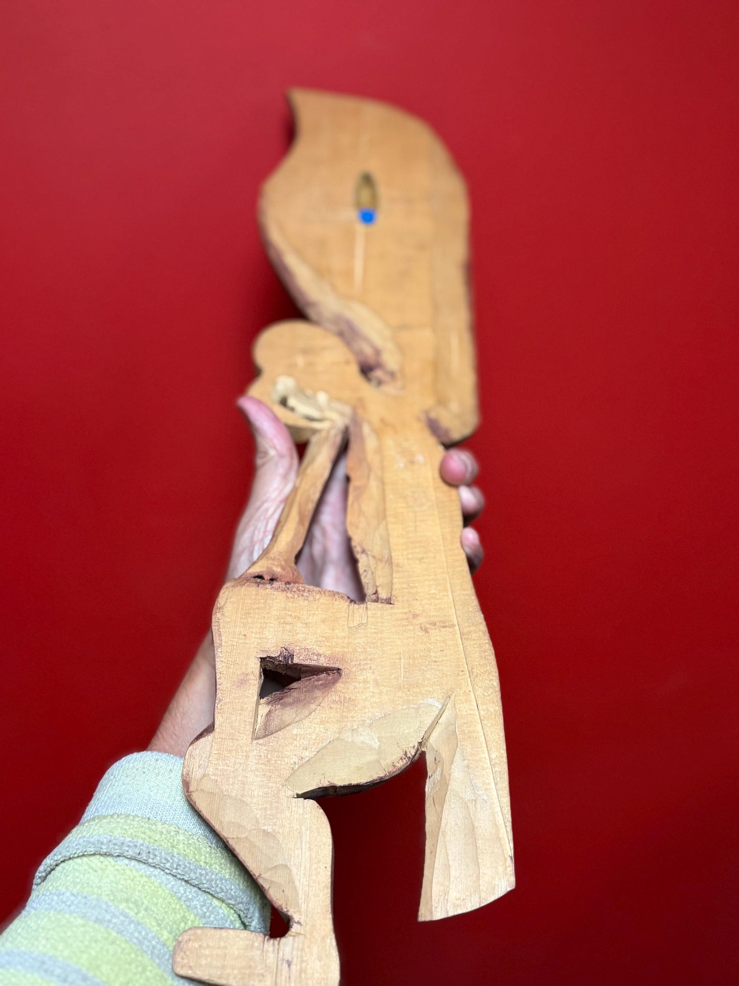 Magnificent 22 x 5 indigenous first nations Pacific Northwest Coast unsigned Eagle Man transformation plaque - amazing detail - wow