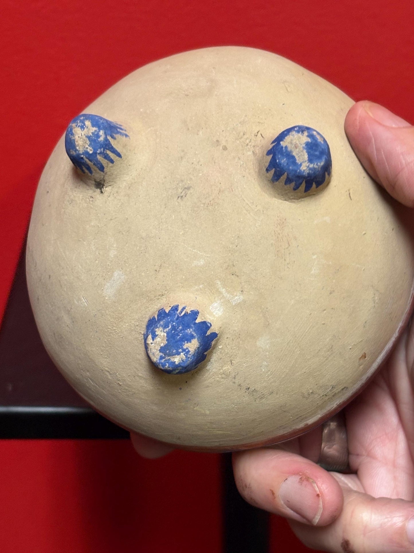 Rare beautiful antique 3 1/2 inch high Navajo hand painted pottery pot wonderful condition and colours  indigenous Navajo