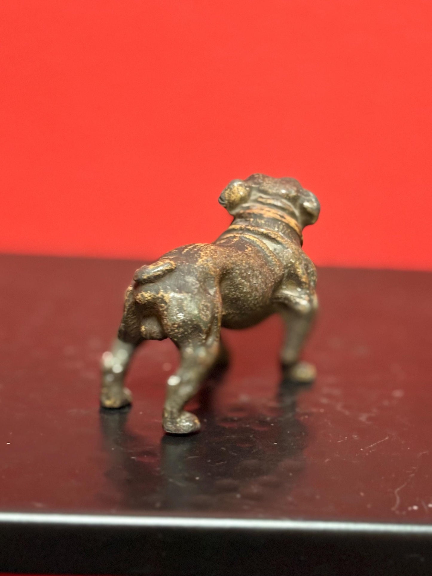 Stunning antique 3 by 2 inch high bronze bulldog  wonderful patina and amazing gift bulldog -