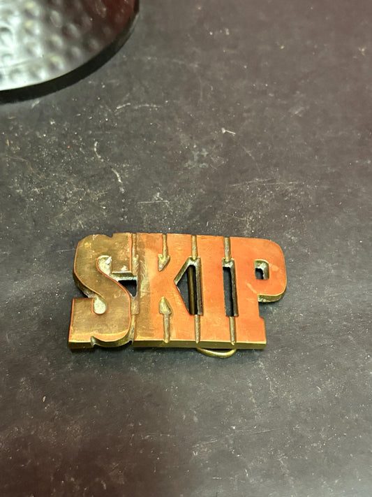 Very cool heavy brass 3 inch belt buckle  - SKIP   wow