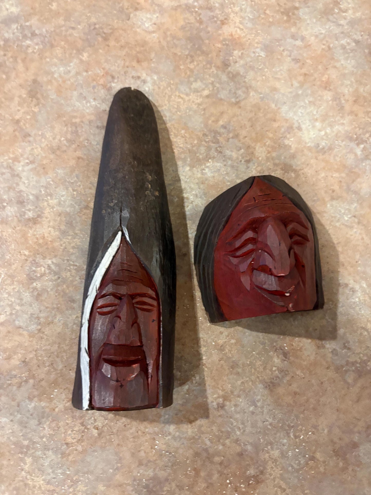 Very unusual Canadian vintage indigenous First Nations candles 13 and 5 inches tall good condition