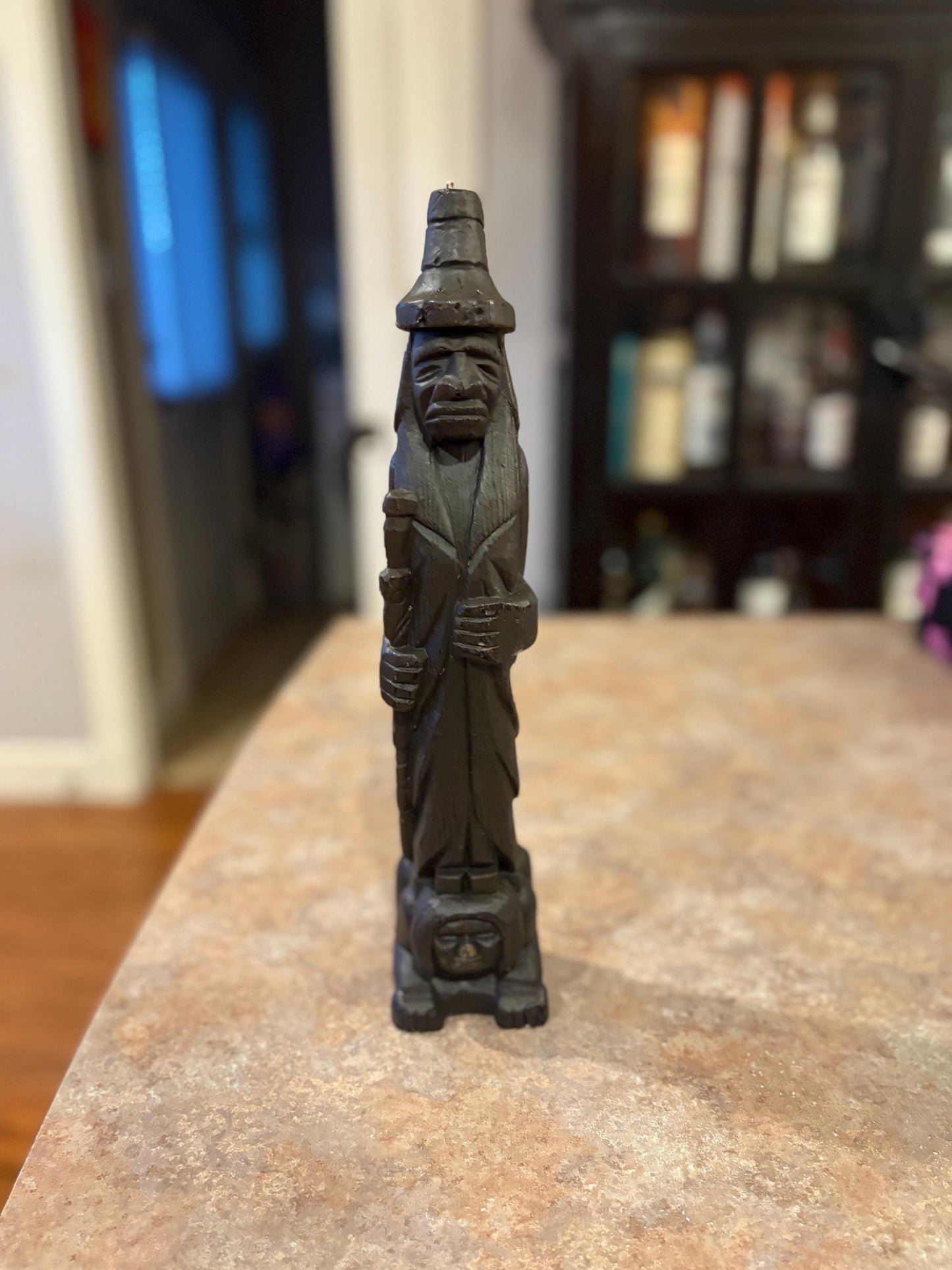 Very cool vintage 14 inch tall Canadian indigenous First Nations Chief wax candle in good condition