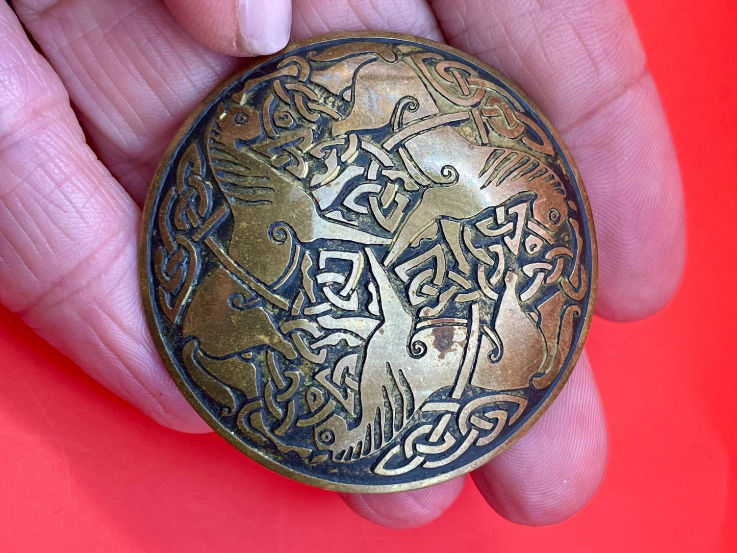 Vintage Brass Celtic Knot Brooch 1.5