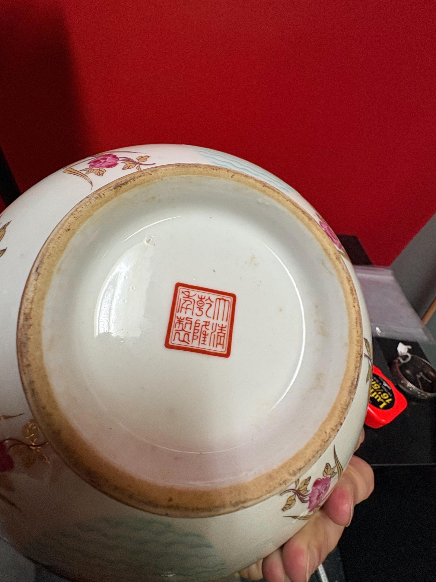 Stunning 19 century signed Chinese export 10 x 5 high porcelain bowl depicting sailboat in wonderful condition - wow