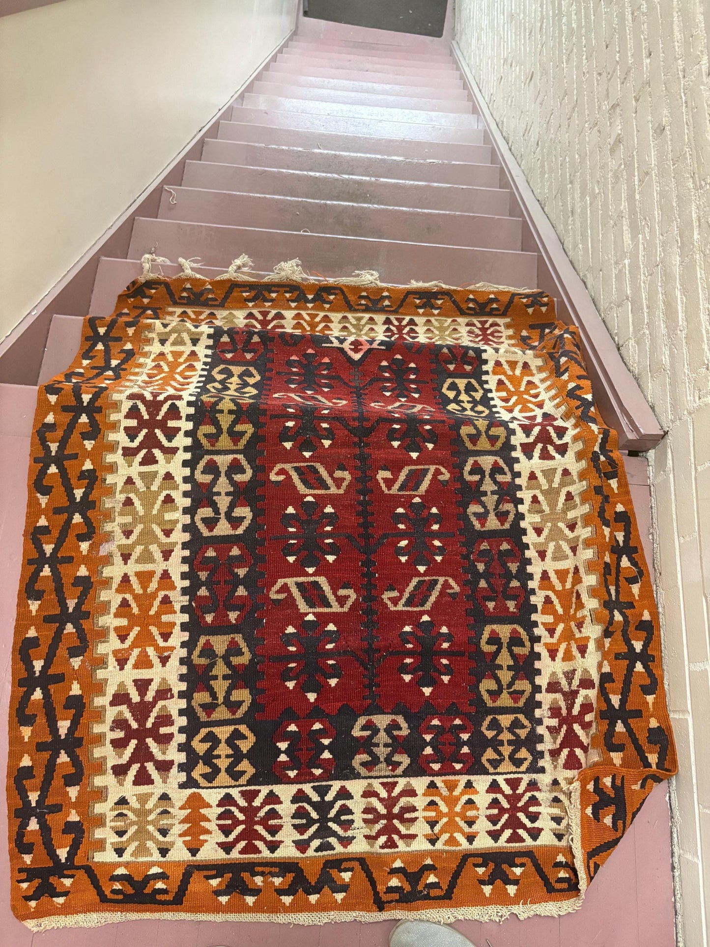 Beautiful antique approximately 58 x 43 Persian handknotted wool carpet with one hole  amazing value